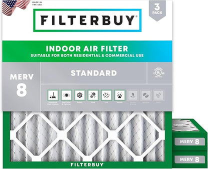 Filterbuy 16x16x2 Air Filter MERV 8 Essential Dust & Allergy Defense, by Filterbuy
