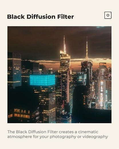 K&F CONCEPT 72mm Black Diffusion 1/4 Filter Mist Cinematic Effect Filter - Image 4