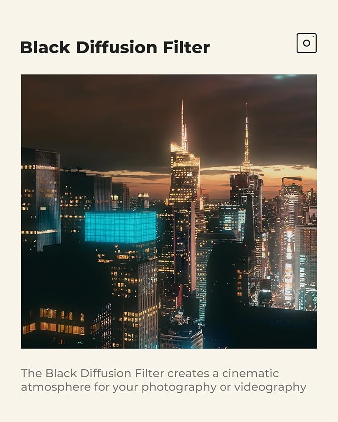 K&F CONCEPT 67mm Black Diffusion 1/4 Filter Mist Cinematic Effect Filter - Image 4