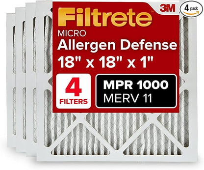 Filtrete 18x18x1 AC Furnace Air Filter, MERV 11, MPR 1000, Micro Allergen by Filtrete