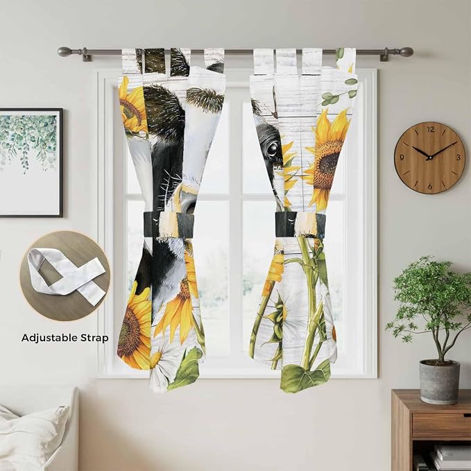 Retro Farmhouse Floral Bathroom Curtains 63 Inch Length, Window Curtains Tab Top - Image 5