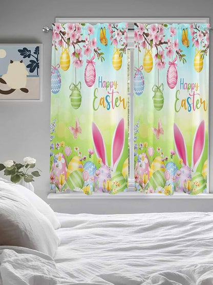Easter Living Room Curtains 72 Inches length, Spring Bunny Colorful Rabbit Eggs - Image 5