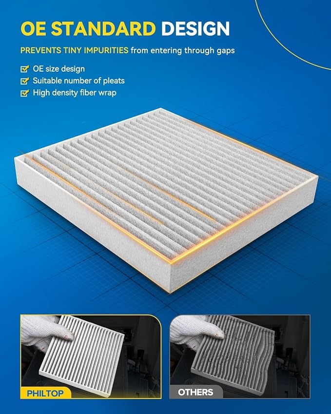 PHILTOP Cabin Air Filter w/Activated Carbon, Compatible - Image 3