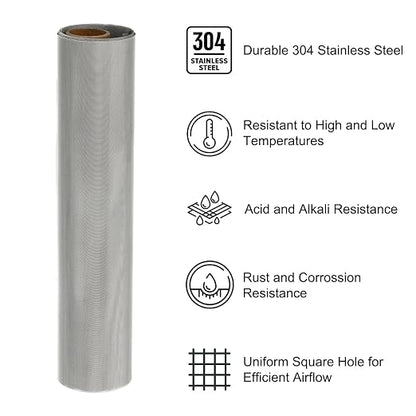 PATIKIL 40" L x 10" W Woven Wire Mesh, 100 Mesh 304 Stainless Steel Air Vent - Image 3