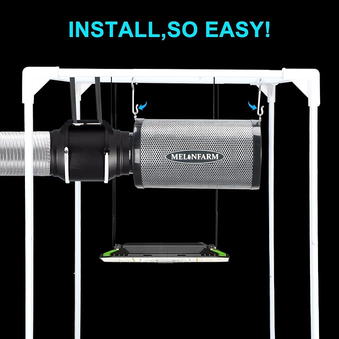 MELONFARM Air Filtration Kit 4", Built-in 14cm Fan Low Nois Carbon Filter - Image 7