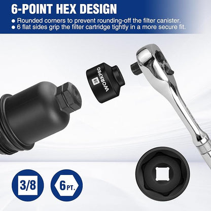 WORKPRO 28mm Oil Filter Socket Wrench, Oil Filter Removal Tool, Oil Filter - Image 3