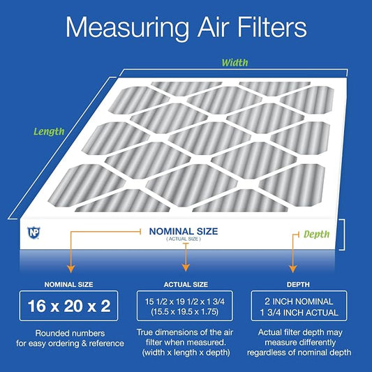 Nordic Pure 16x20x2 Furnace Air Filters MERV 8 Pleated Plus Carbon 12 Pack - Image 2