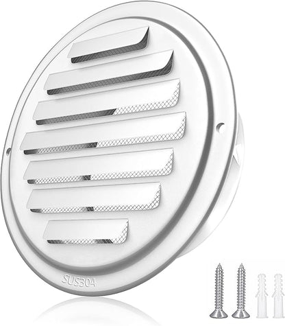 6'' Shiny Silver Paint Stainless Steel Air Vents, Louvered Grille Cover Vent by puunkeey