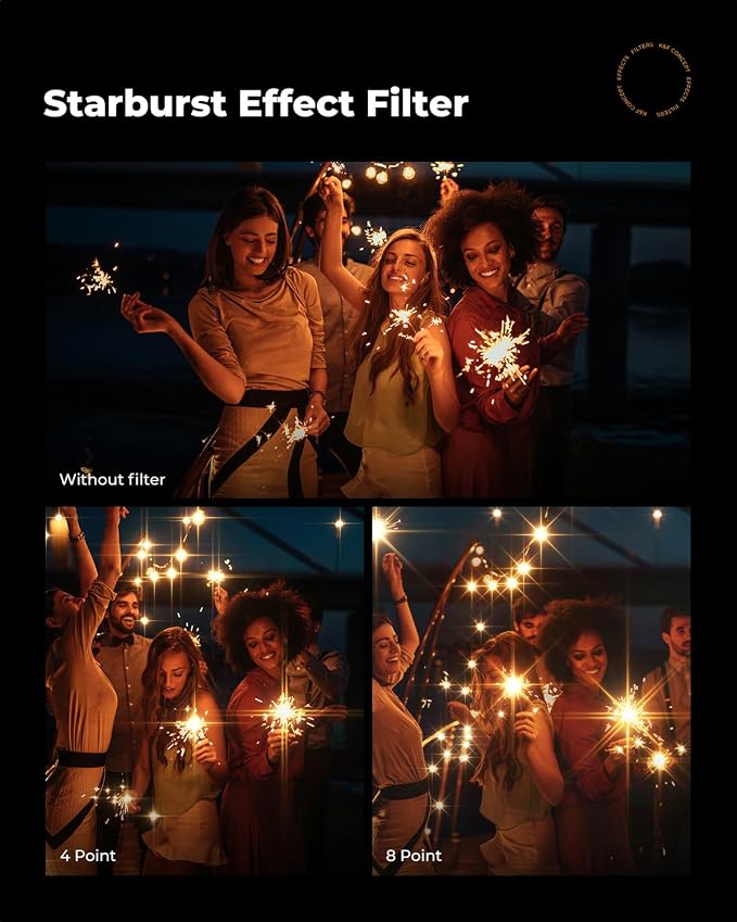 K&F CONCEPT 72mm Variable Star Filter Cross Screen Starburst Filter 4, 8 Points - Image 5