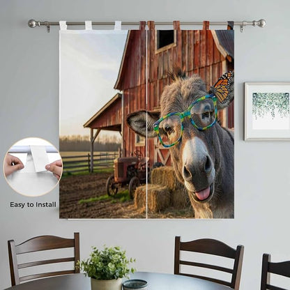Farm Donkeys Living Room Curtains 84 Inch Length, Window Curtains Tab Top - Image 4
