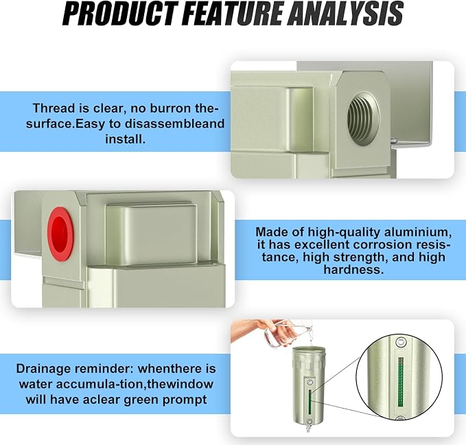 1/2" NPT Industrial Aluminium Air Compressor Moisture Filter, Air Desiccant - Image 5