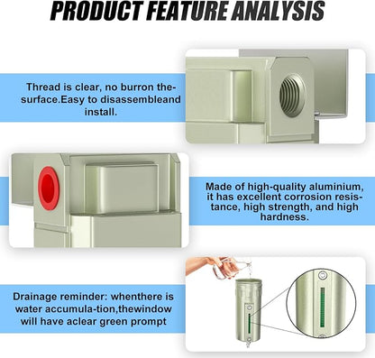1/2" NPT Industrial Aluminium Air Compressor Moisture Filter, Air Desiccant - Image 5