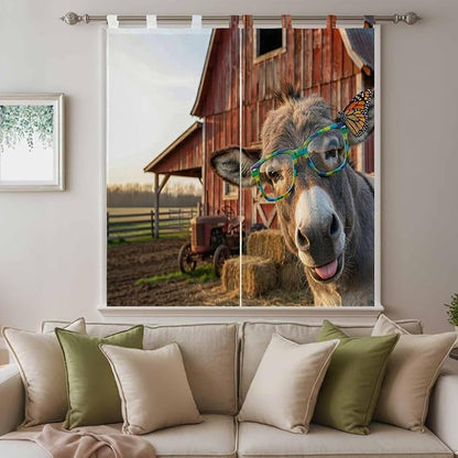 Farm Donkeys Living Room Curtains 84 Inch Length, Window Curtains Tab Top - Image 9