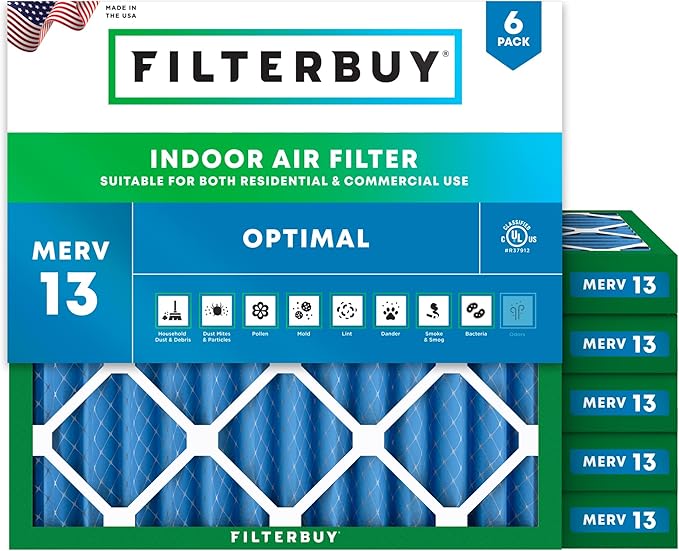 Filterbuy 18x18x2 Air Filter MERV 13 Optimal Smoke & Allergy Defense, by Filterbuy