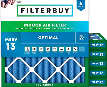 Filterbuy 10x10x2 Air Filter MERV 13 Optimal Smoke & Allergy Defense, by Filterbuy