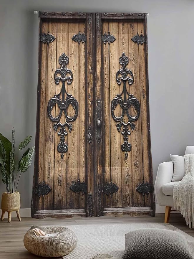 Sheer Curtains 84 Inches Long, Barn Door Semi Sheer Curtains Light Filtering - Image 2