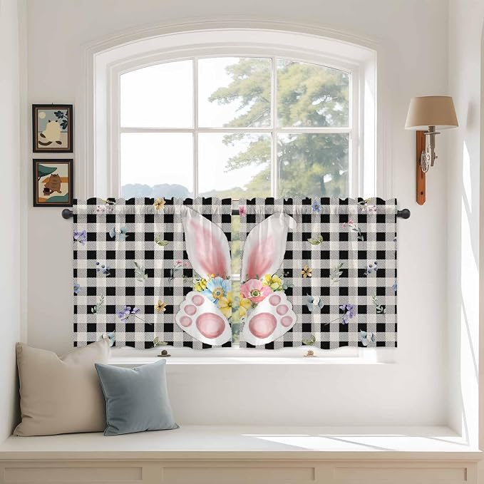 Easter Kitchen Tier Curtains 24 Inch Long 2 Panel Set, Rod Pocket Cafe Small by Unknown