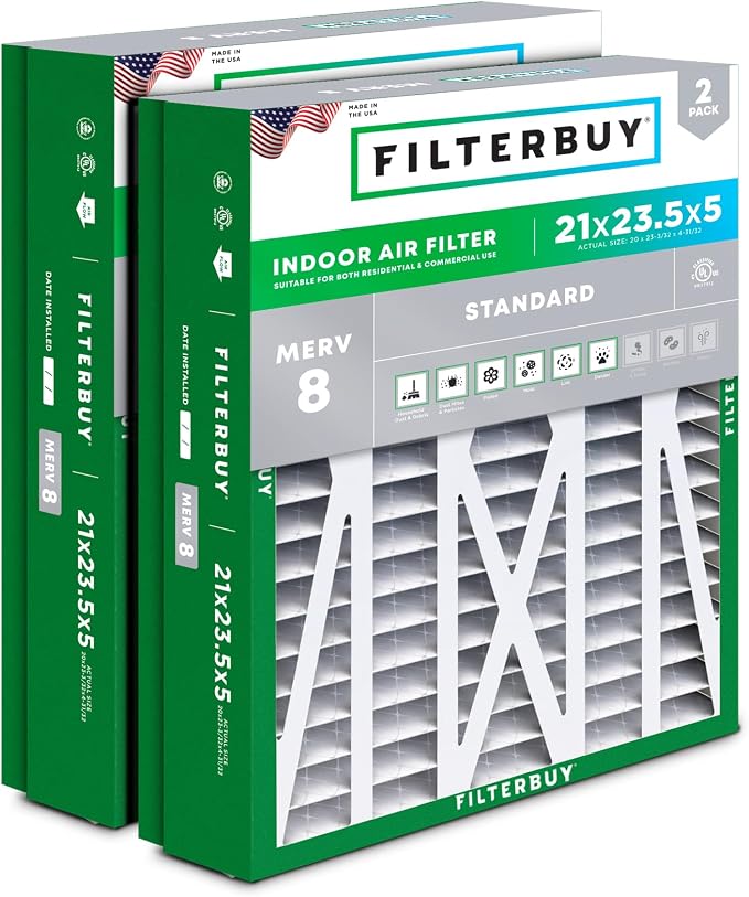 Filterbuy 21x23.5x5 Air Filter MERV 8 Essential Dust & Allergy Defense by Filterbuy