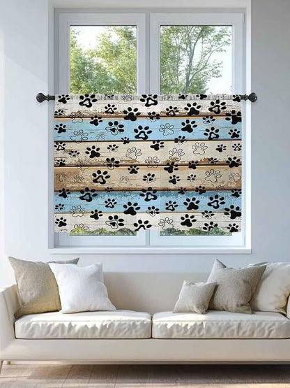 Sheer Curtains 45 Inch Length, Vintage Farmhouse Rustic Wooden Grain Privacy - Image 4