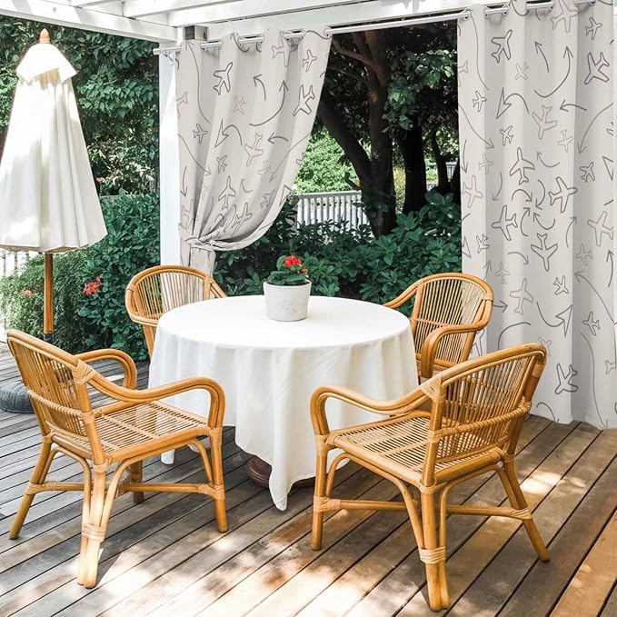Abstract Airline Route Waterproof Outdoor Curtains - Image 3