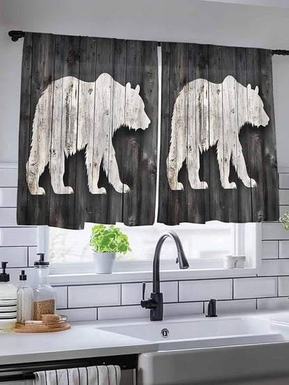 Sheer Curtains 54 Inch Length, Farmhouse Country Rustic Wooden Grain Privacy - Image 5