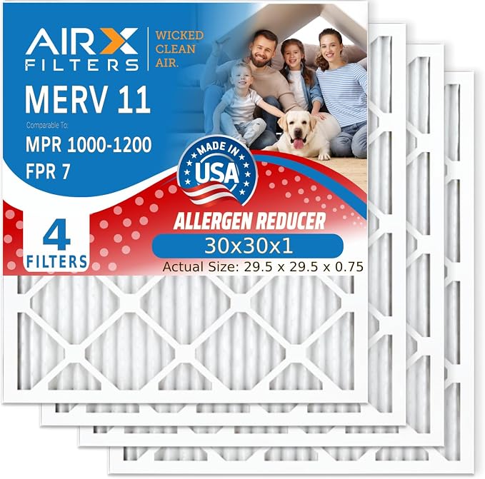 AIRX FILTERS WICKED CLEAN AIR. 30x30x1 Air Filter MERV 11 Electrostatic Pleated by AIRXFILTERSWICKEDCLEANAIR