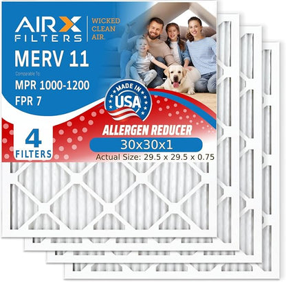 AIRX FILTERS WICKED CLEAN AIR. 30x30x1 Air Filter MERV 11 Electrostatic Pleated by AIRXFILTERSWICKEDCLEANAIR