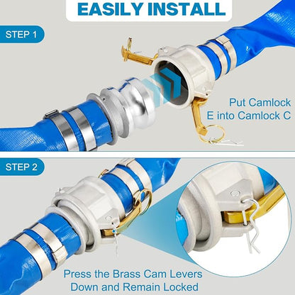 1.5" x 100 Ft Discharge Hose, Heavy Duty PVC Lay Flat Water Backwash Hose - Image 4