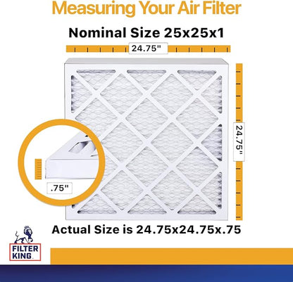 Filter King 25x25x1 Air Filter | 6-PACK | MERV 13 HVAC Pleated A/C Furnace - Image 2