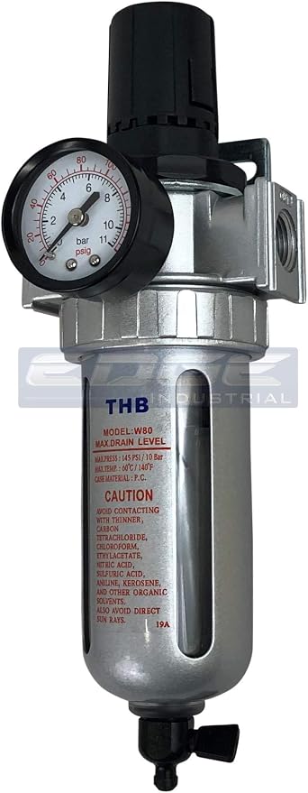 T-H-B CO EDGE INDUSTRIAL in-LINE Compressed AIR Filter Regulator Combo Piggyback - Image 2