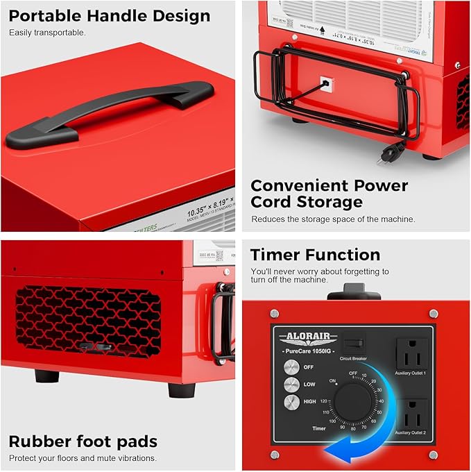 ALORAIR Portable Air Filtration System, 180° Air Intake Tabletop Dust Collector - Image 5