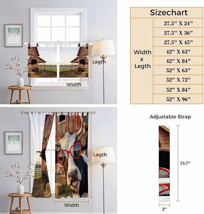 Farm Cows Kitchen Curtains 24 Inch Length, Small Window Curtains Tab Top - Image 8