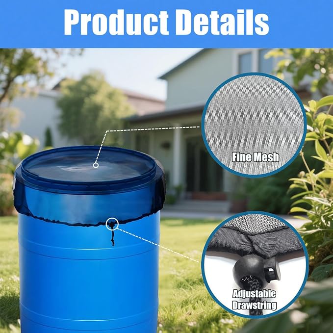 4 Pcs Rain Barrel Mesh Cover, 39.4 inch Water Collection Bucket Net - Image 6