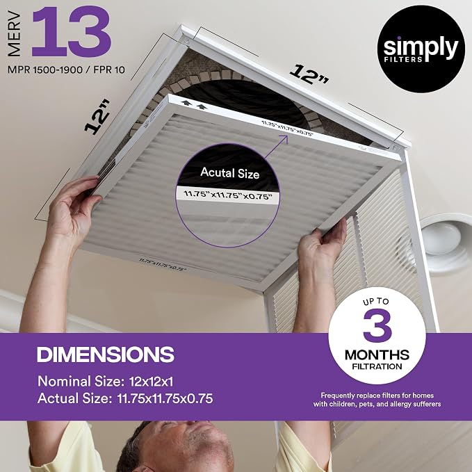Simply 12x12x1 Air Filter, Merv 13, 6 Pack, - Image 2
