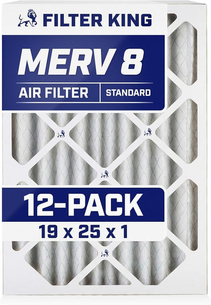 Filter King 19x25x1 Air Filter | 12-PACK | MERV 8 HVAC Pleated A/C Furnace by FilterKing
