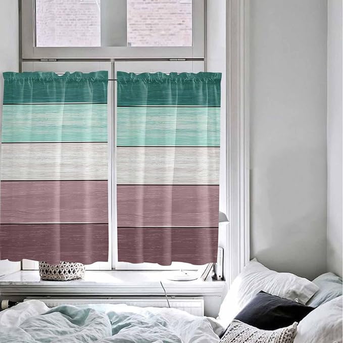 Retro Farm Woodcuts Texture Window Valance Curtains, 2 Panel - Image 7