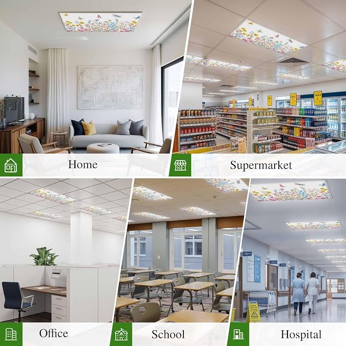 Fluorescent Light Covers for Ceiling Lights Spring Flowers Magnetic Light - Image 6