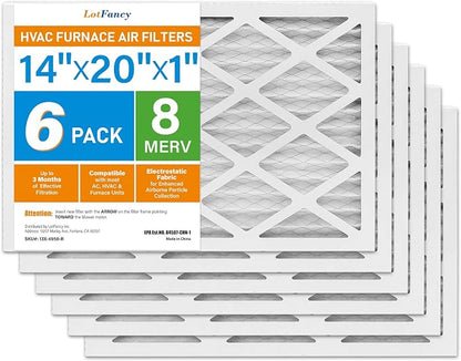 LotFancy 14x20x1 Air Filter MERV 8 6-Pack, Electrostatic Pleated Furnace & AC by LotFancy
