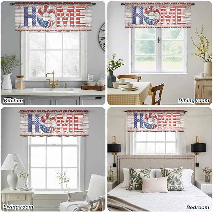 4th of July Sheer Valances for Windows 54"x18", Light Filtering Kitchen - Image 5