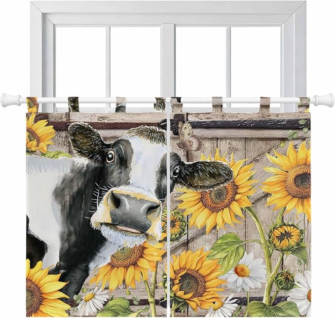 Retro Farmhouse Flower Bedroom Curtains 63 Inch Length, Window Curtains Tab Top by Unknown