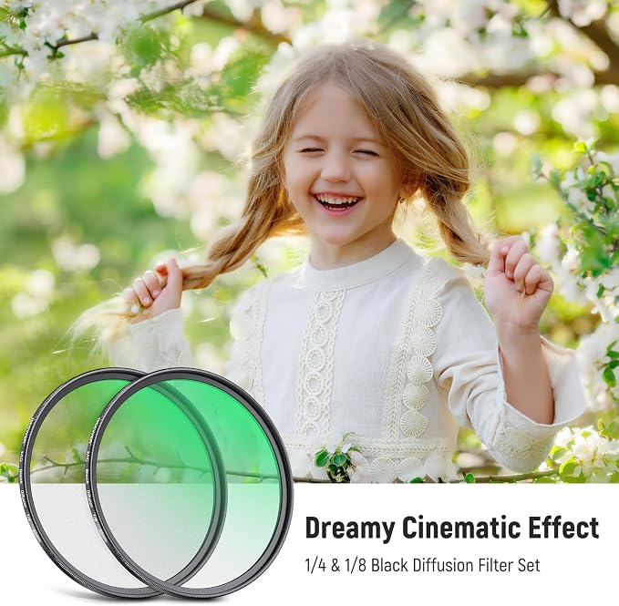 NEEWER 82mm 1/4 & 1/8 Black Diffusion Camera Lens Filter 2 Pack Set, Dreamy - Image 2