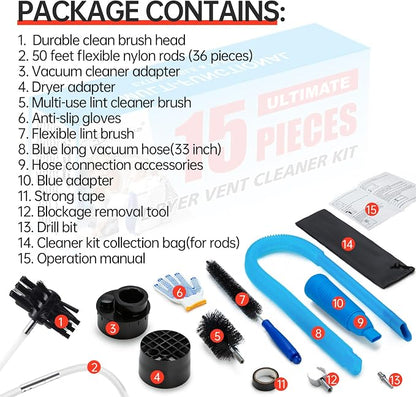 BLuesea Dryer Vent Cleaner Kit, 15-Piece Ultimate Dryer Cleaning Kit Include 50 - Image 6