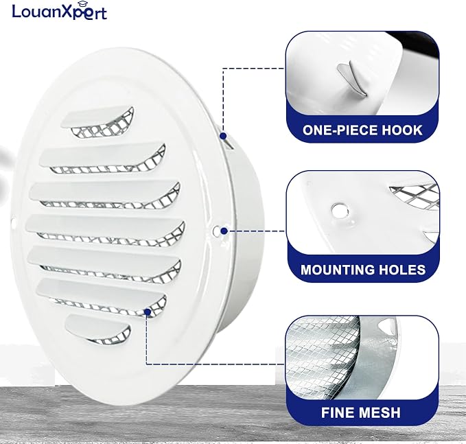 4 Inch Round Air Vent Covers, LouanXpert Stainless Steel Soffit Vent Covers - Image 3