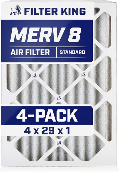 Filter King 4x29x1 Air Filter | 4-PACK | MERV 8 HVAC Pleated A/C Furnace by FilterKing