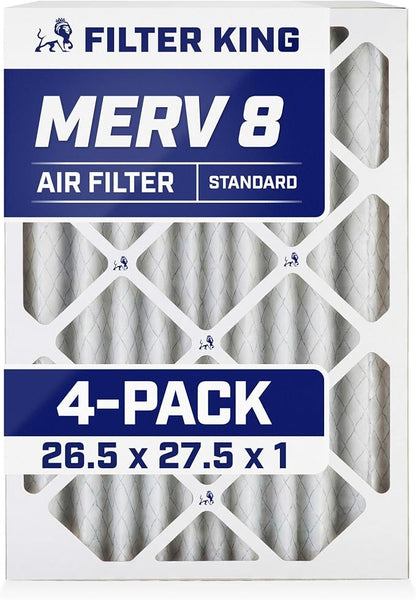Filter King 26.5x27.5x1 Air Filter | 4-PACK | MERV 8 HVAC Pleated A/C Furnace by FilterKing