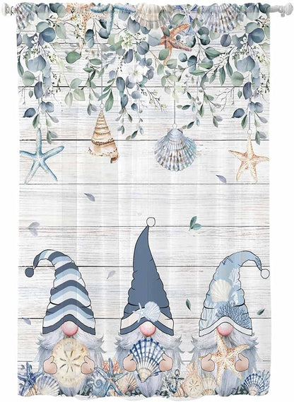 Sheer Curtains 72 Inches Long, Coastal Eucalyptus Leaf Semi Sheer Curtains by Unknown