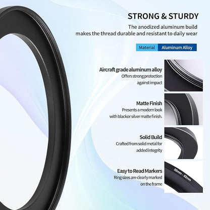 55-82mm Step-Up Ring Adapter, 55mm to 82mm Step Up Filter Ring - Image 5