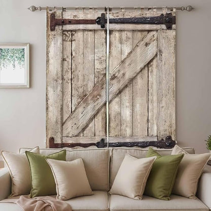 Farmhouse Wood Grain Living Room Curtains 84 Inch Length, Window Curtains Tab - Image 3
