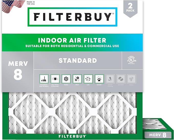 Filterbuy 17x17x1 Air Filter MERV 8 Essential Dust & Allergy Defense, by Filterbuy