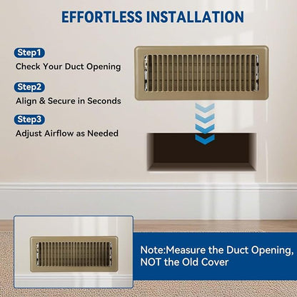 4" x 12" Floor Register Vent Covers 6-Pack, Walkable Powder-Coated Metal Vent - Image 6